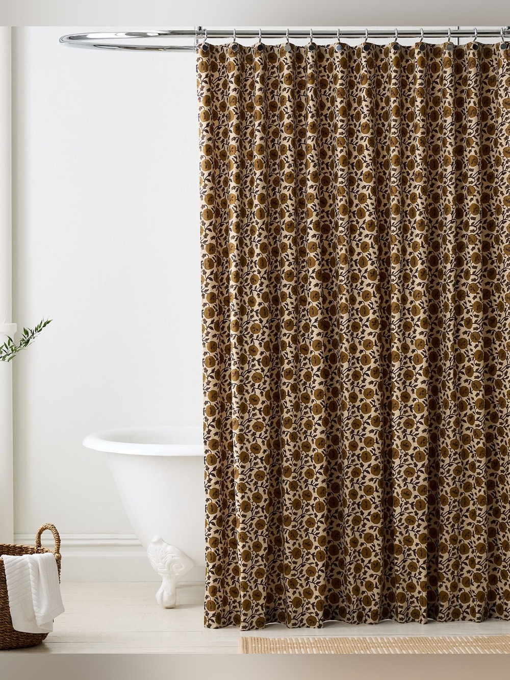 NWT West Elm Laney Floral Shower Curtain in Honey